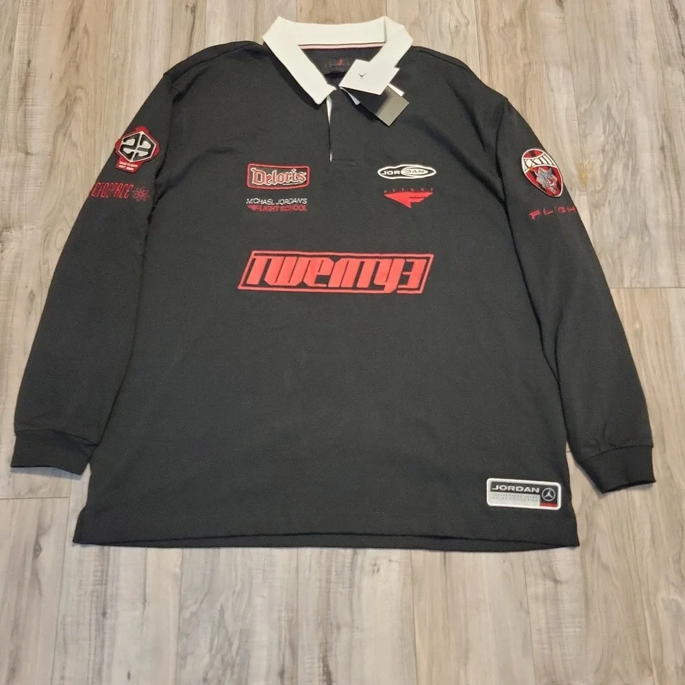 Air Jordan Essentials Rugby Mens XXL Jersey Black Long Sleeve NEW